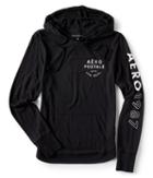 Aeropostale Flocked Aropostale Burnout Pullover Hoodie - Black, Xsmall