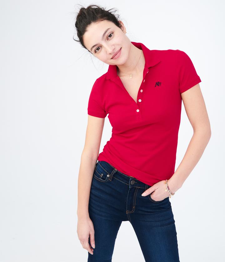 Aeropostale Aeropostale A87 Pique Polo - Red Classic, Large