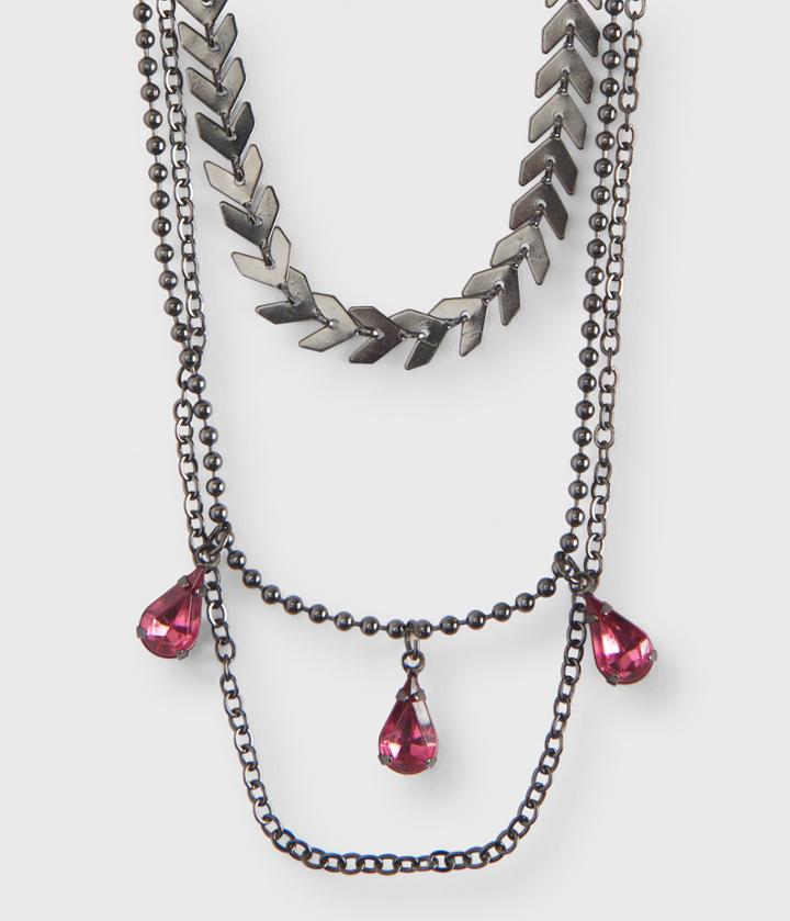 Aeropostale Aeropostale Teardrop Layered Choker Short-strand Necklace - Dark Grey