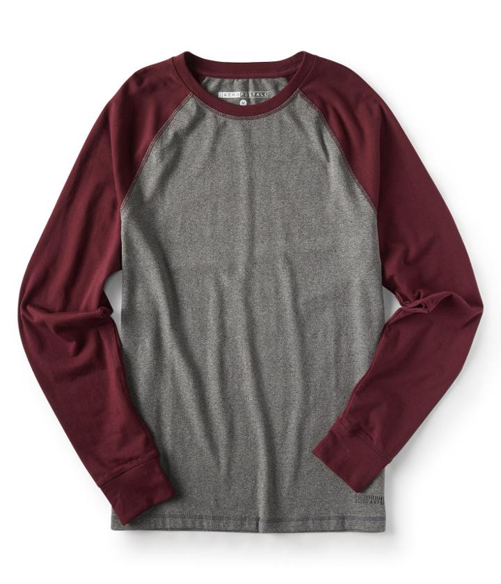 Aeropostale Aeropostale Long Sleeve Colorblock Raglan Stretch Tee - Port Royale, Xsmall