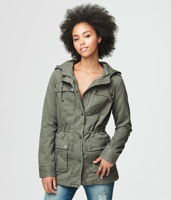 Aeropostale Aeropostale Hooded Cinched-waist Parka - Feather Grey, Small