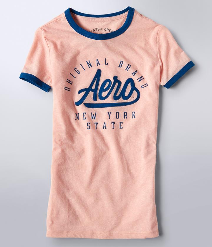 Aeropostale Aeropostale Aero Original Brand Ringer Graphic Tee - Light Orange, Xsmall