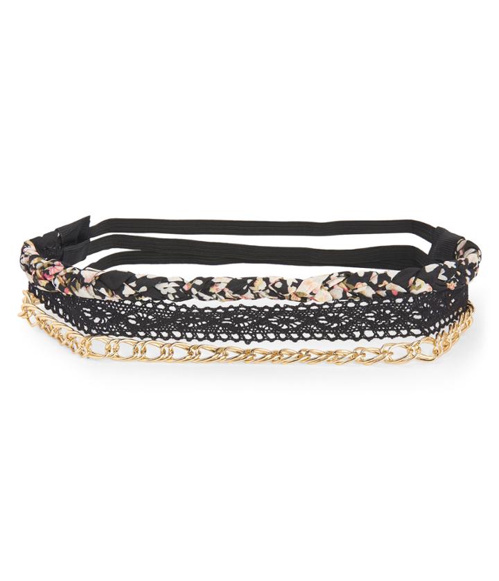Aeropostale Aeropostale Lace, Floral & Chain Headband 3-pack - Multi