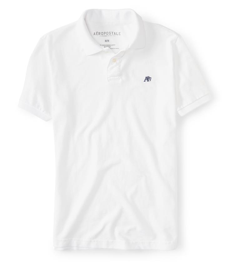 Aeropostale Aeropostale A87 Solid Logo Pique Polo - Bleach, Xsmall