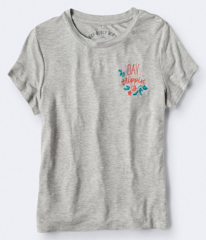Aeropostale Aeropostale Seriously Soft Day Trippin' Girl Tee - Light Heather Grey, Small