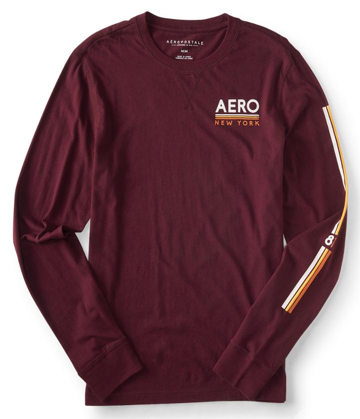 Aeropostale Aeropostale Long Sleeve Aero New York Logo Graphic Tee - Magenta, Xsmall