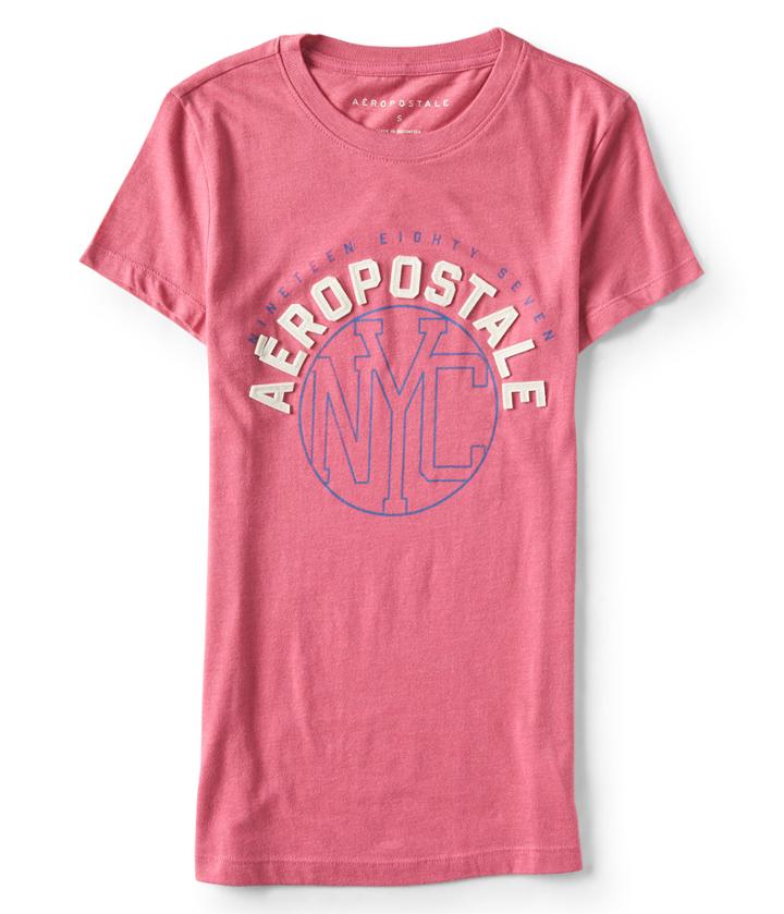 Aeropostale Aropostale Nyc Circle Graphic Tee - Dark Pink, Xsmall