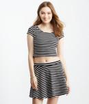 Aeropostale Striped Bodycon Scoop-neck Crop Top