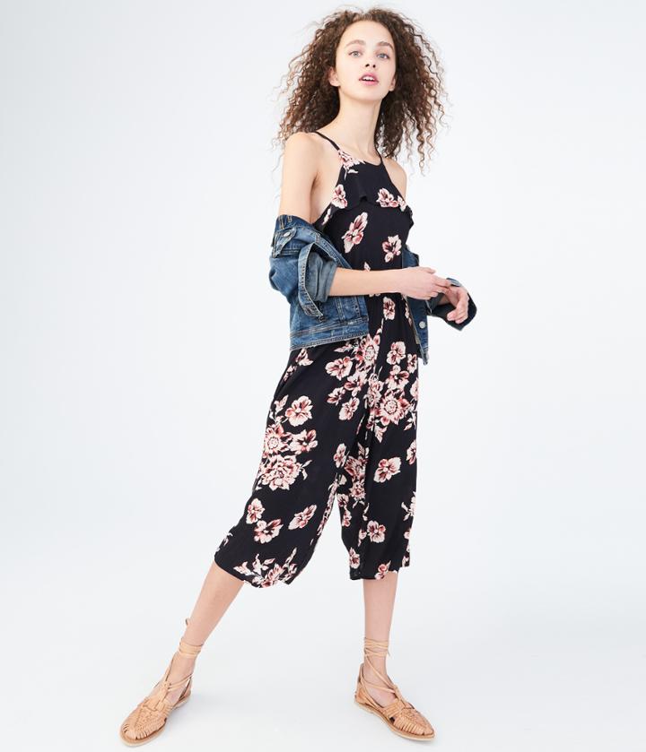 Aeropostale Aeropostale Floral Ruffle Jumpsuit - Black, Xsmall