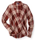 Aeropostale Aeropostale Long Sleeve Plaid Wrap-front Top - Burnt Henna, Small