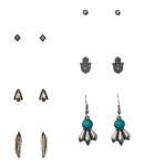 Aeropostale Hamsa Feather Stud & Hook Earring 6-pack