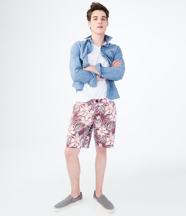 Aeropostale Aeropostale Hibiscus Flat-front Reflex Shorts - Pink Quartz, 27