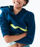 Aeropostale Aeropostale Lld Neon Stripe Cinch Crop Pullover Hoodie - Teal, Xsmall