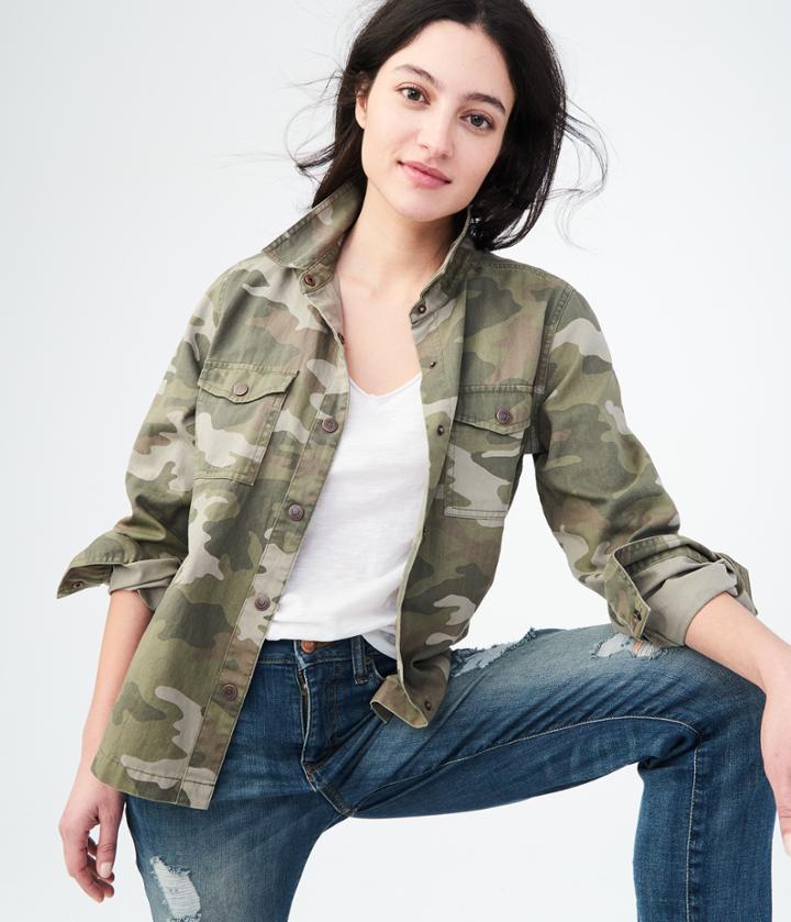 Aeropostale Aeropostale Camo Shirt Jacket - Camo Green, Small