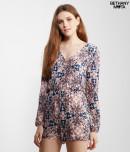 Aeropostale Long Sleeve Mosaic Print Romper