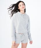 Aeropostale Aeropostale Heathered Velour Crop Pullover Hoodie - Light Heather Grey, Xsmall