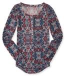 Aeropostale Long Sleeve Floral Waffle-knit Henley