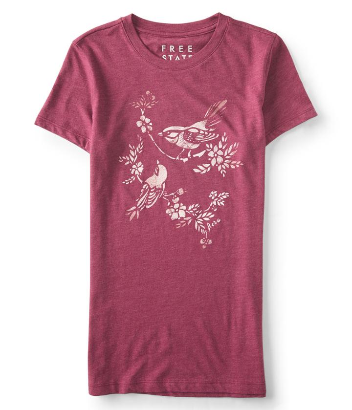 Aeropostale Aeropostale Free State Bird Stencil Graphic T - Purple, Xsmall