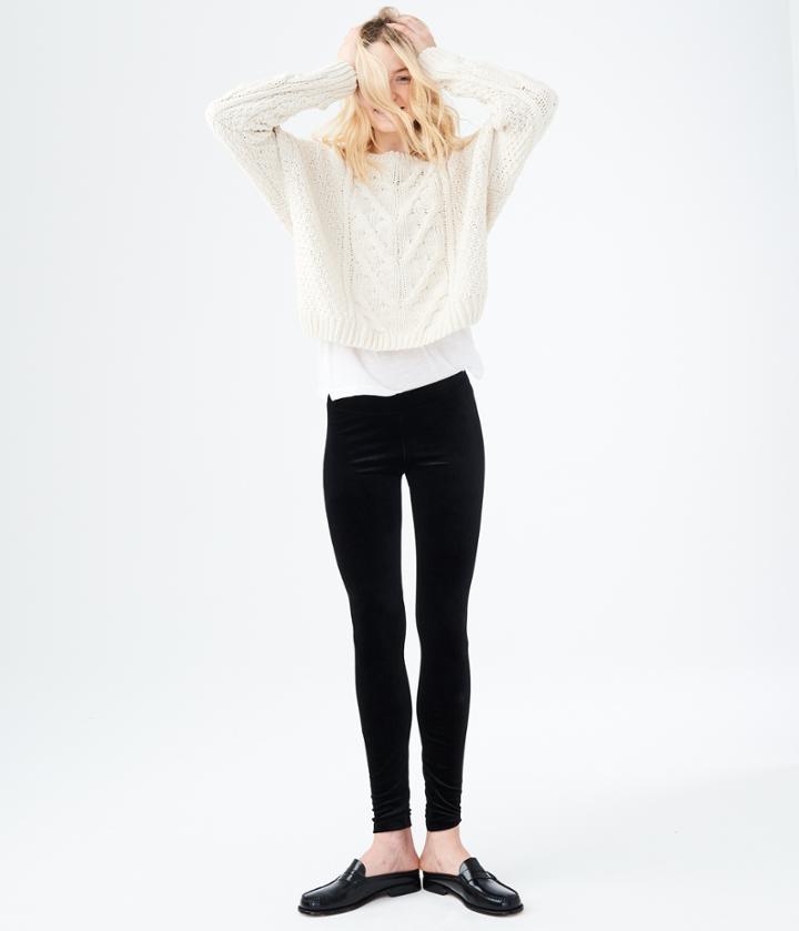 Aeropostale Aeropostale Solid Velvet Ankle Leggings - Black, Xsmall