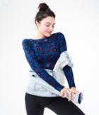 Aeropostale Aeropostale Long Sleeve Floral Lattice-back Top - Indigo Blues, Small