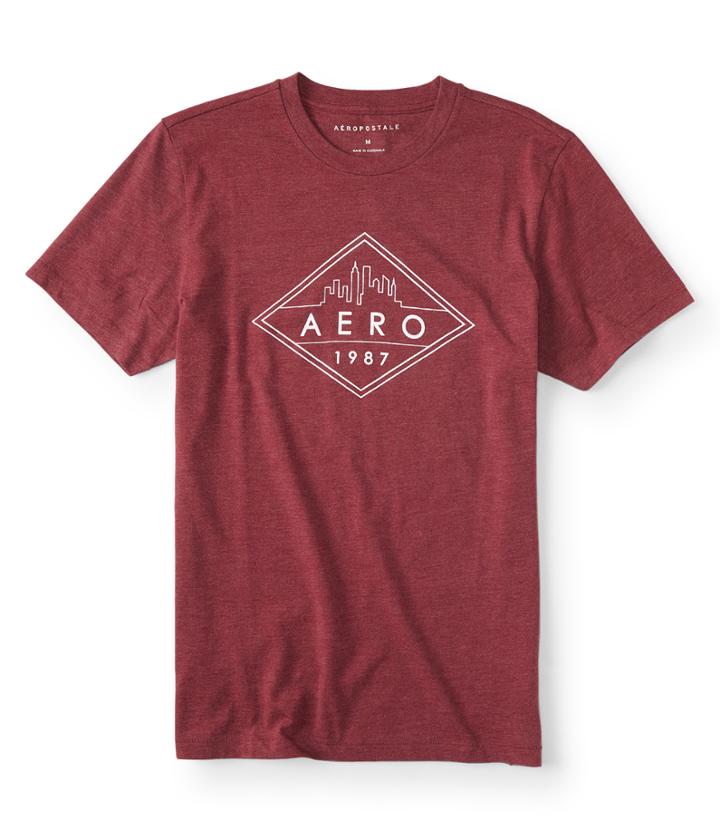 Aeropostale Aeropostale Diamond Skyline 1987 Graphic Tee - Dark Red, Xsmall