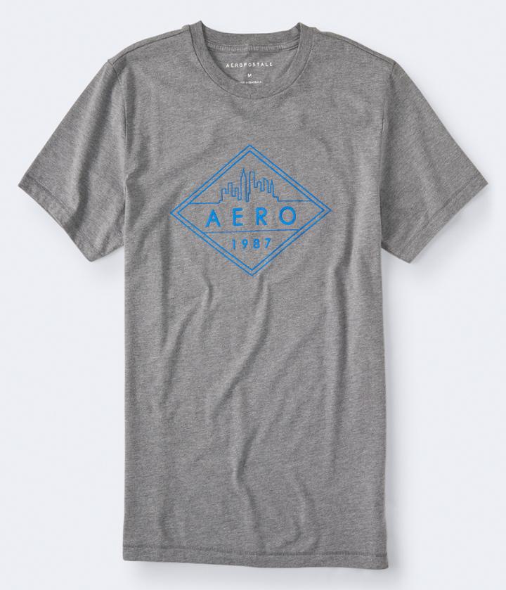 Aeropostale Aeropostale Diamond Skyline 1987 Graphic Tee - Medium Grey, Small