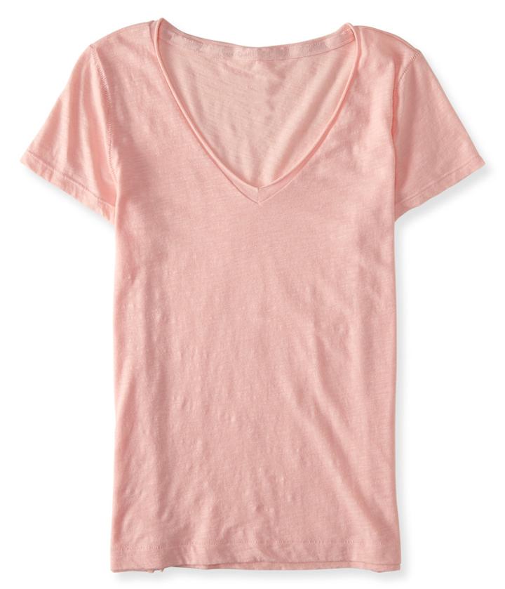 Aeropostale Aeropostale Solid Hampton V-neck Tee - Light Coral, Xsmall