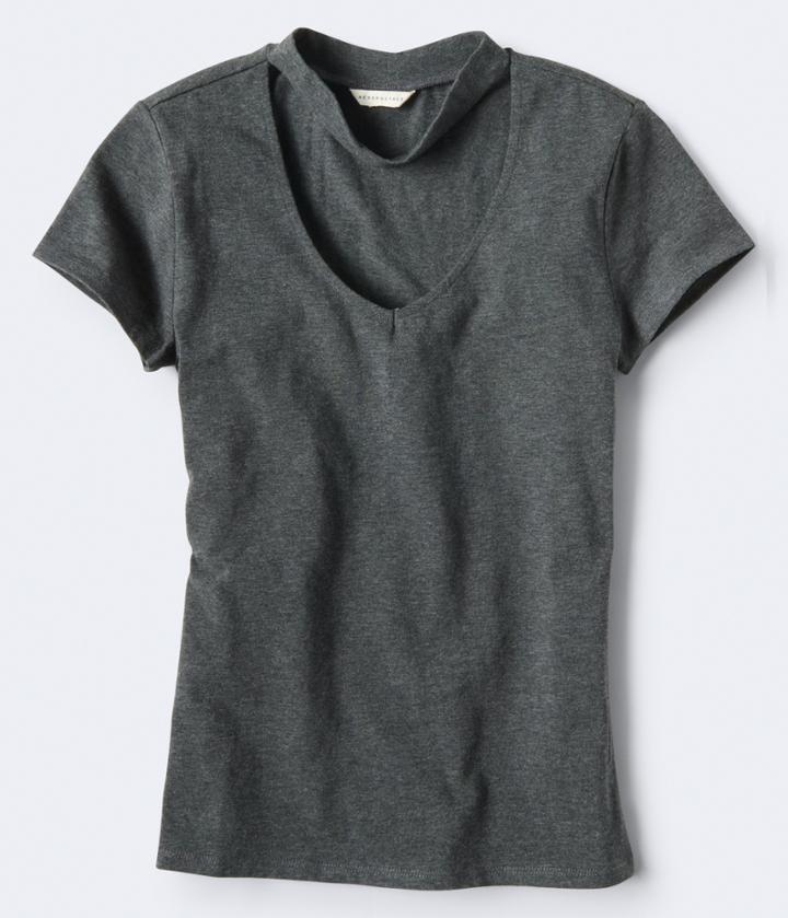 Aeropostale Aeropostale Solid Choker Bodycon Top - Charcoal Heather, Small