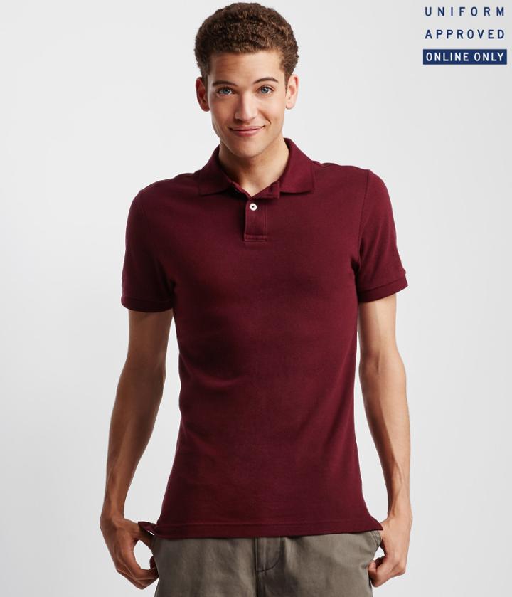 Aeropostale Aeropostale Solid Uniform Pique Polo - Dark Cherry, Xsmall