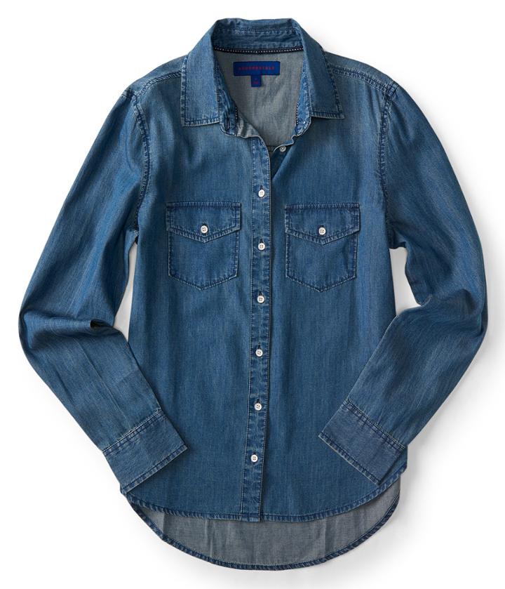 Aeropostale Aeropostale Long Sleeve Medium Wash Chambray Woven Shirt - Chambray, Xsmall