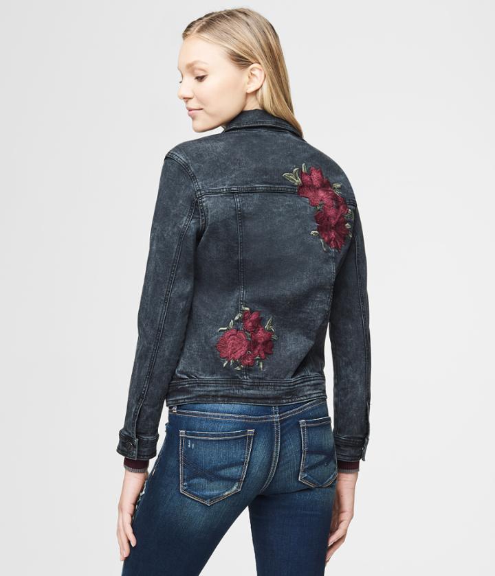 Aeropostale Aeropostale Embroidered Denim Jacket - Black, Xsmall