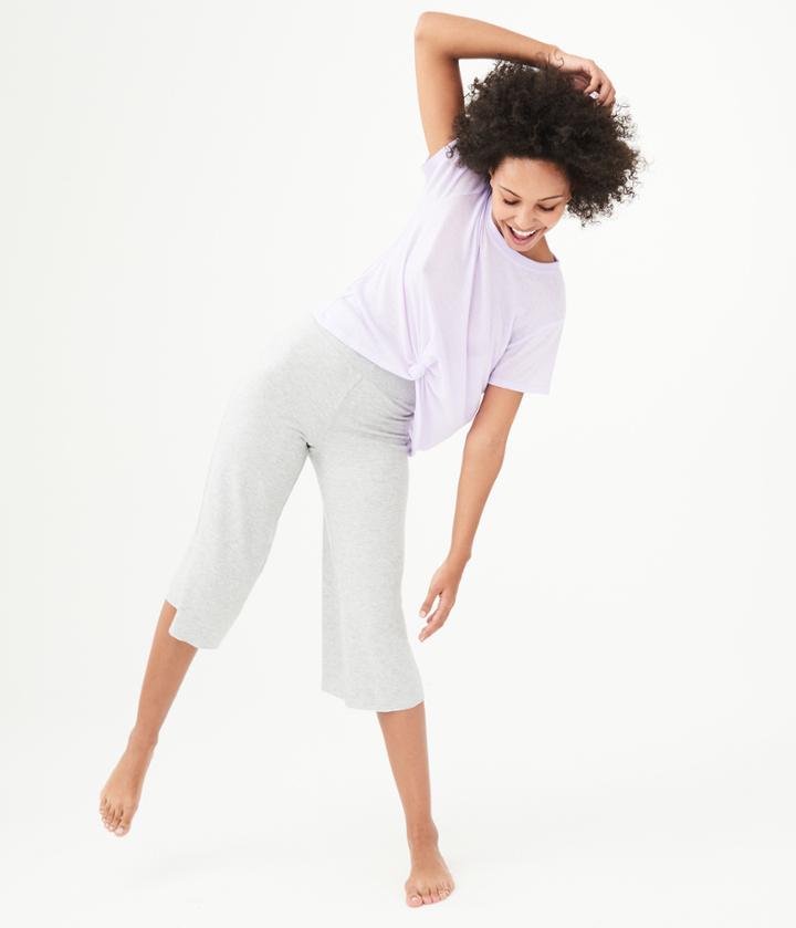 Aeropostale Aeropostale Lld Wide-leg Crop Pants - Light Heather Grey, Xxsmall