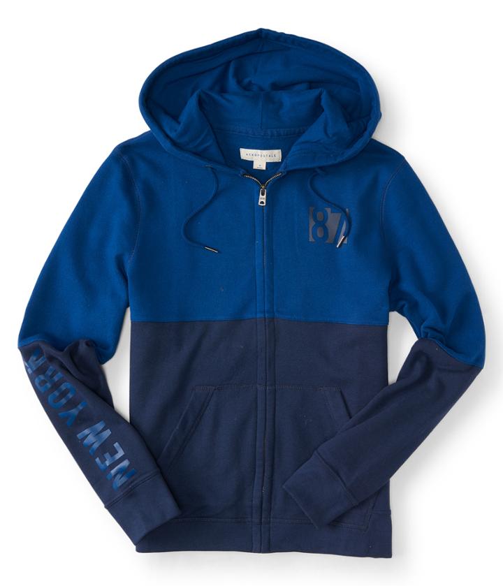 Aeropostale Aeropostale New York 87 Colorblock Full-zip Hoodie - Navy Peony, Xsmall