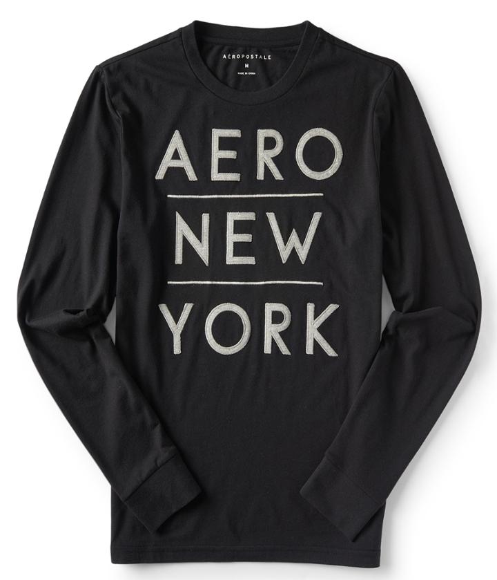 Aeropostale Aeropostale Long Sleeve Stacked Aero New York Graphic Tee - Black, Xsmall