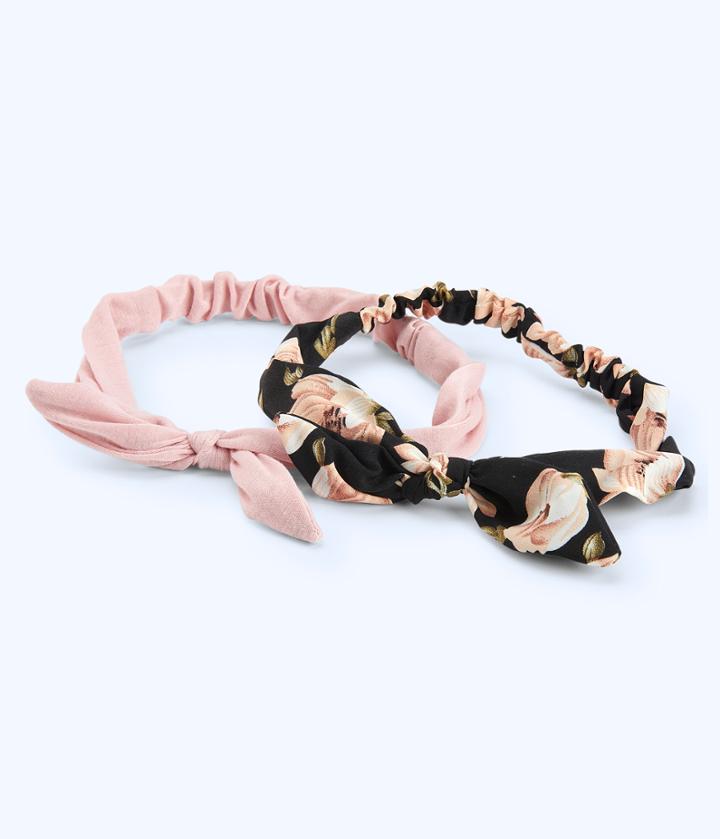 Aeropostale Aeropostale Solid & Floral Tie Headband 2-pack - Black