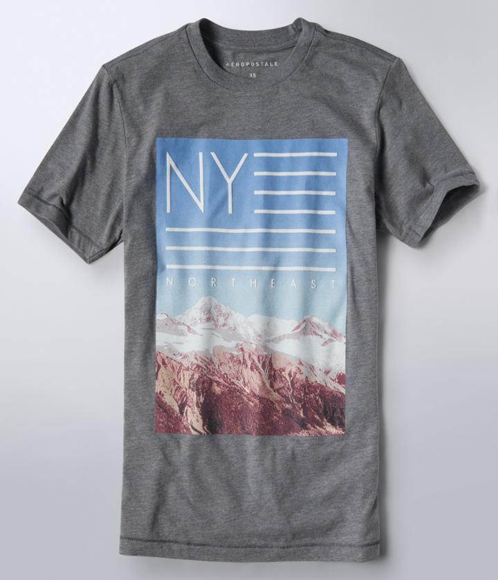 Aeropostale Aeropostale Ny Northeast Flag Graphic Tee - Medium Heather Grey, Xsmall