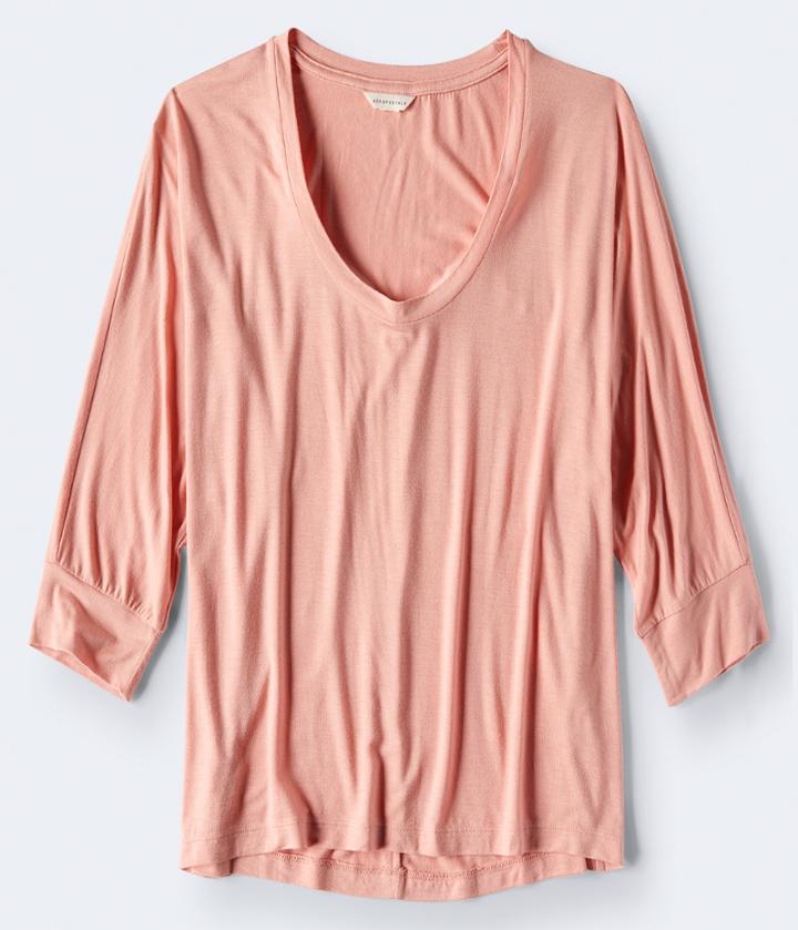 Aeropostale Aeropostale 3/4 Sleeve Slouchy Dolman Tee - Light Orange, Xsmall