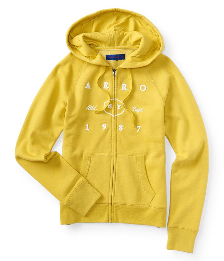 Aeropostale Aeropostale Aero 1987 Athletic Dept Full-zip Hoodie - Yellow, Xsmall