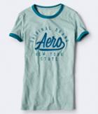 Aeropostale Aeropostale Aero Original Brand Ringer Graphic Tee - Light Blue, Small
