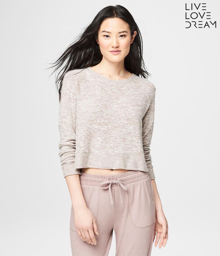 Aeropostale Aeropostale Lld Long Sleeve Zebra Fleece Crop Sleep Top - Pavillion, Xsmall