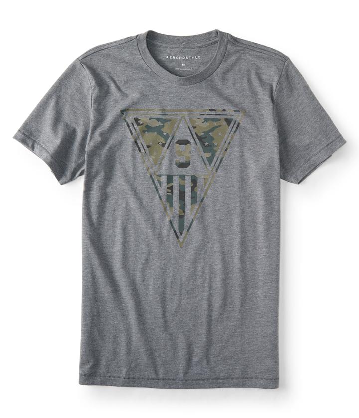 Aeropostale Aeropostale Camo 9 Flag Graphic Tee - Medium Grey, Xsmall