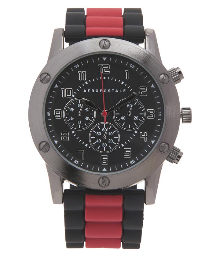 Aeropostale Aeropostale Rubber Round Analog Watch - Red