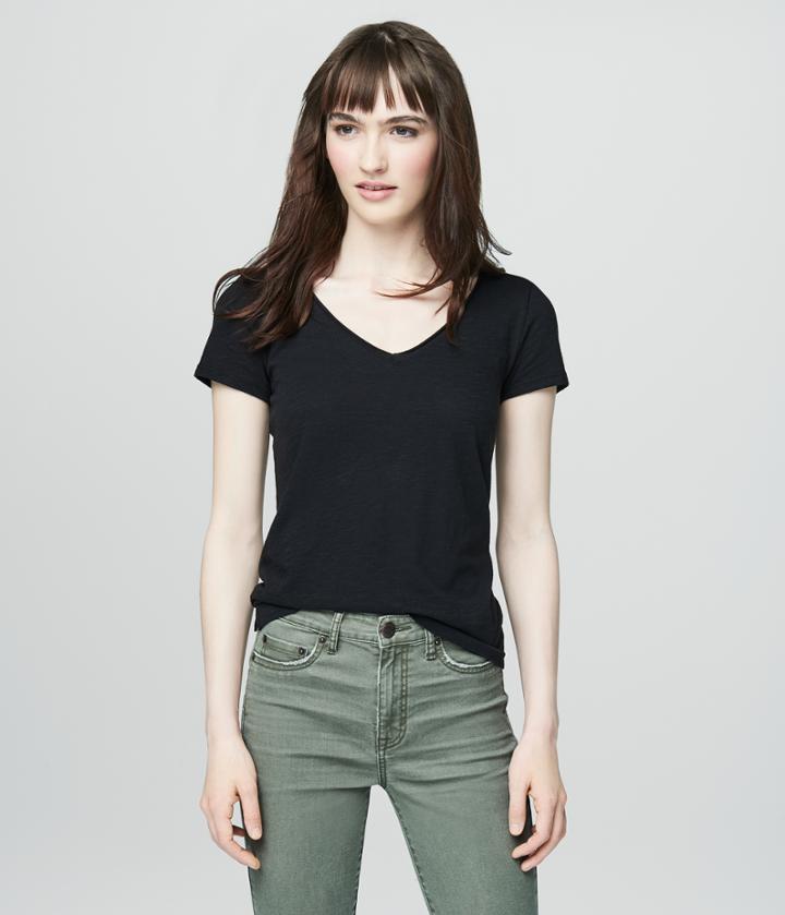 Aeropostale Aeropostale Solid Hampton V-neck Tee - Black, Xsmall
