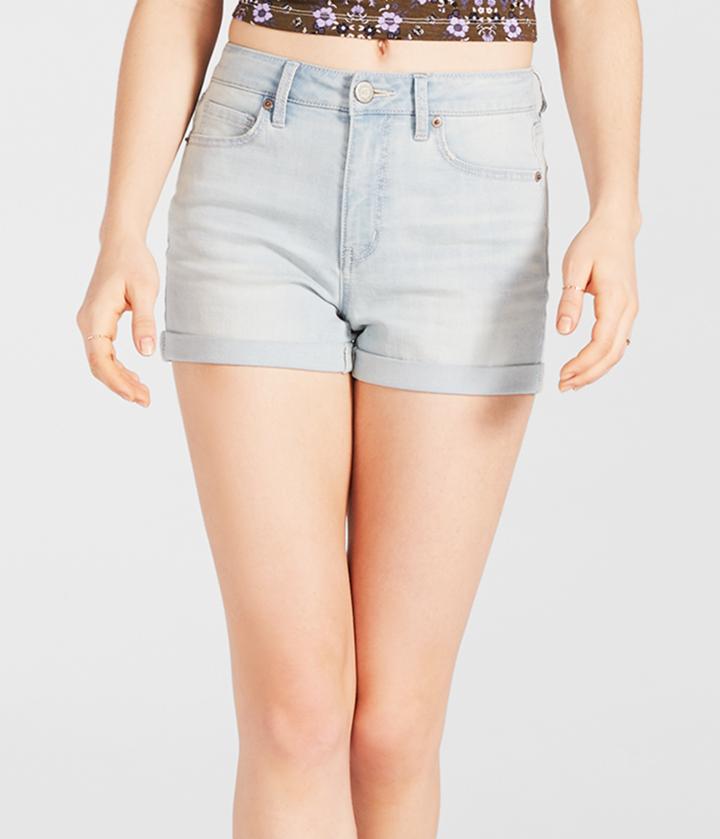 Aeropostale Aeropostale High-waisted Light Wash Cuffed Denim Midi Shorts - Light Wash, 18