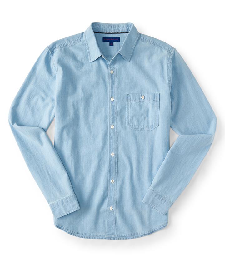 Aeropostale Aeropostale Long Sleeve Light Wash Chambray Woven Shirt - Light Wash, Xsmall