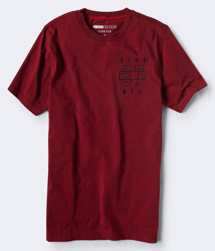 Aeropostale Aeropostale Aero 87 Nyc Logo Marled Stretch Graphic Tee - Beaux Burgundy, Xsmall