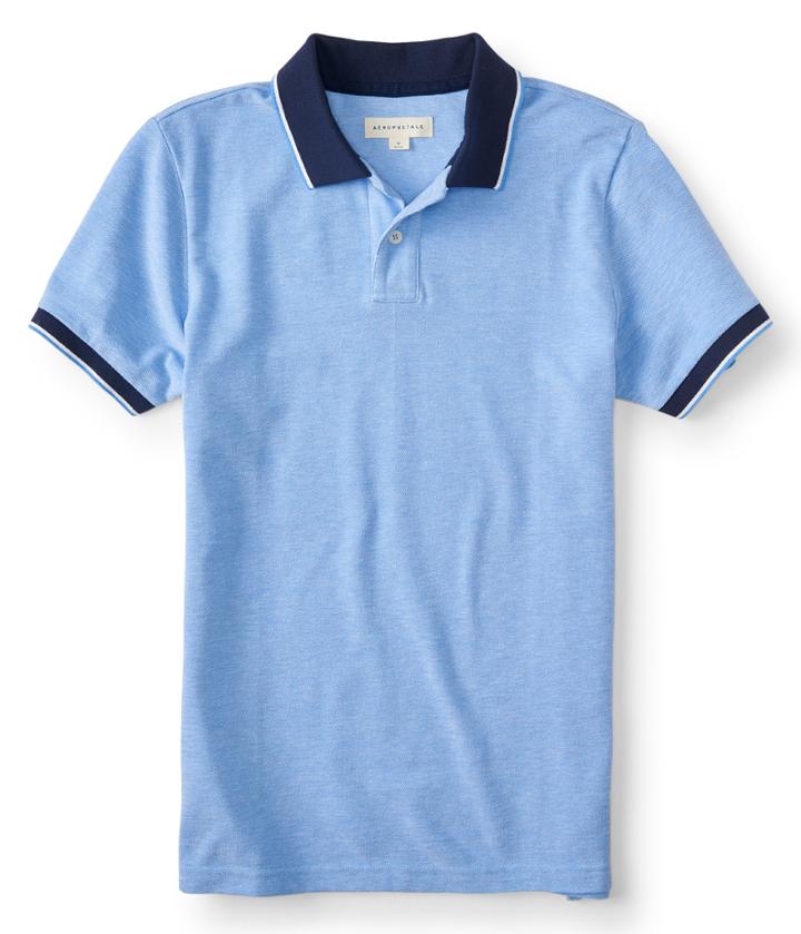 Aeropostale Aeropostale Contrast Collar Pique Polo - Light Blue, Xsmall