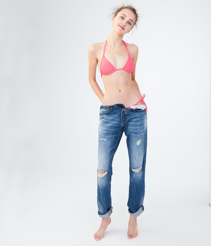 Aeropostale Aeropostale Lld Solid Sliding Triangle Top - Dark Coral, Xsmall