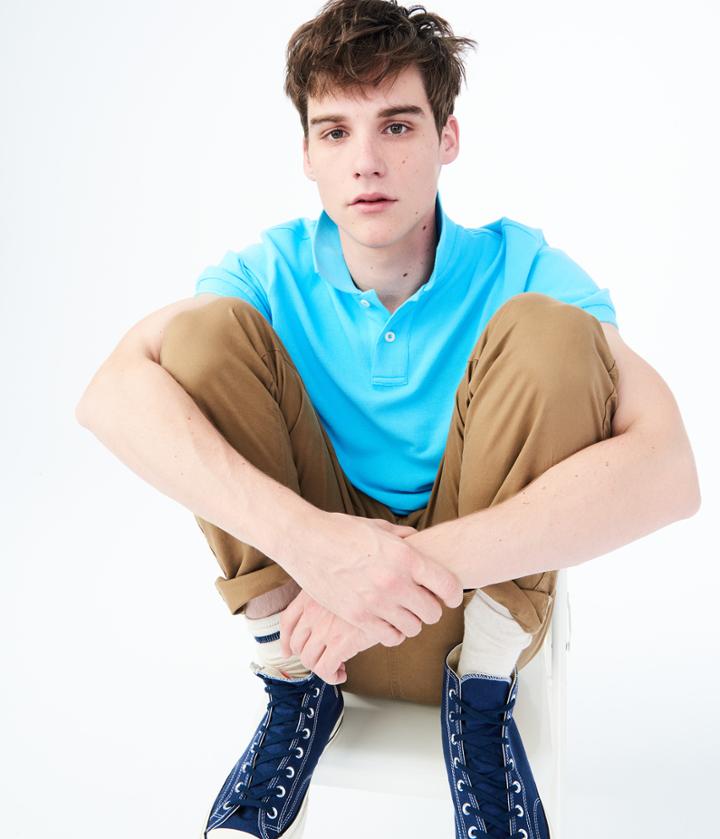 Aeropostale Aeropostale Solid Uniform Pique Polo - Skylark Blue, Small