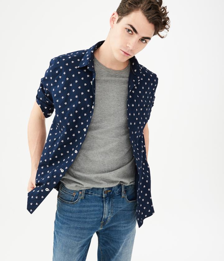 Aeropostale Aeropostale Long Sleeve Flower Print Woven Shirt - Black, Xsmall